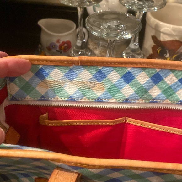 Dooney & Bourke Plaid Green and Blue Canvas Tote - Picture 15 of 15